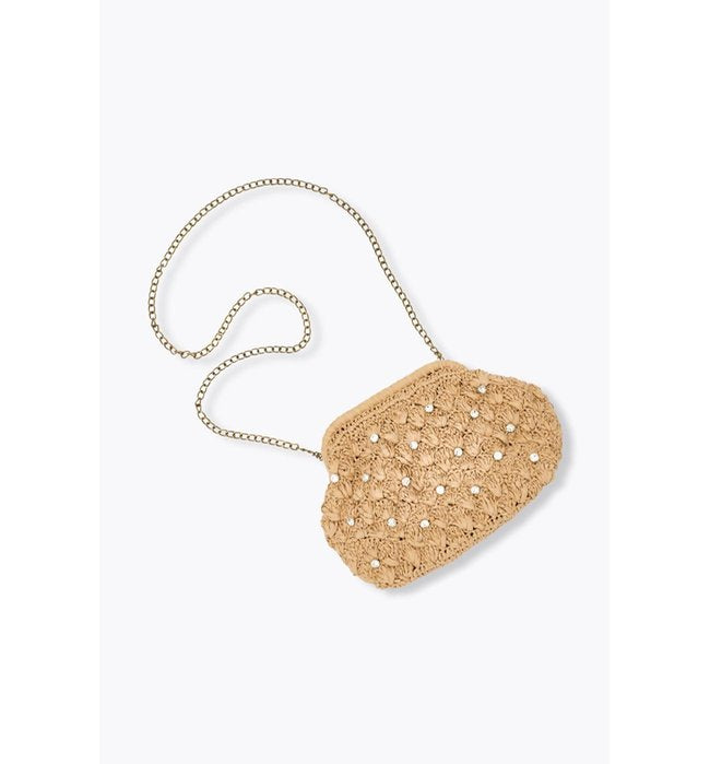 Sac en Raphia et Strass Femme - Naturel Uni Clair