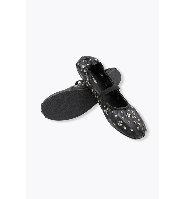 Ballerines-babies Cuir Perlé - Noir Uni Fonce