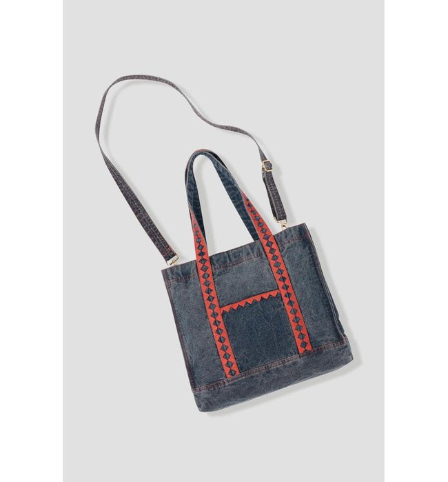 Tote-bag en Jean Brodé - Jeans Uni Fonce