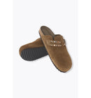 Sabot en Cuir Suédé Femme - Kaki Uni Fonce