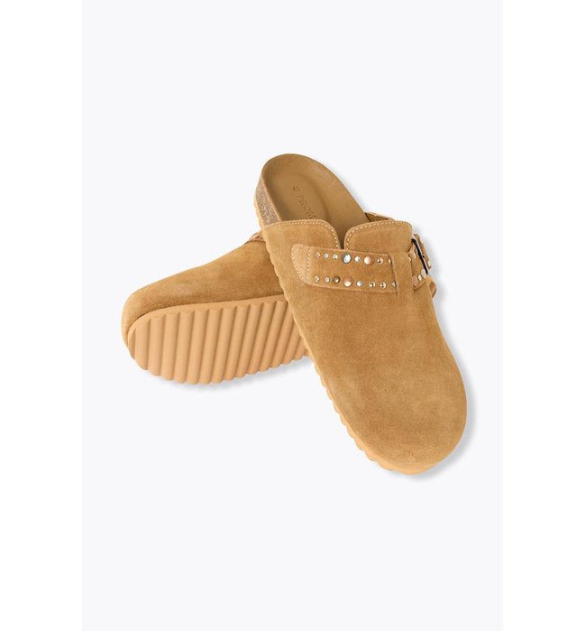 Sabot en Cuir Suédé Femme - Grège Uni Clair