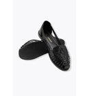 Sandales Plates en Cuir Femme - Noir Uni Fonce