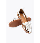 Sandales Plates en Cuir Femme - Blanc Uni Clair