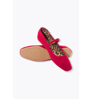 Ballerines Léopard en Cuir - Rouge Uni Colore