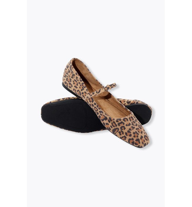 Ballerines Léopard en Cuir - Grège Imprime