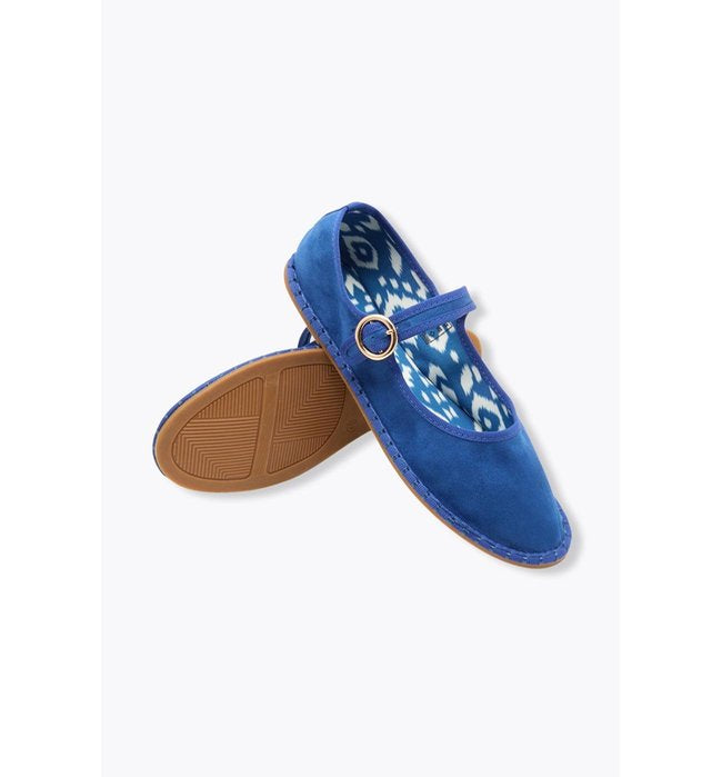 Babies en Velours Uni Femme - Bleu Uni Colore