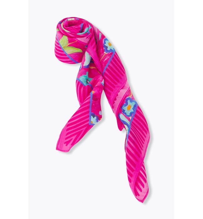 Foulard Carré Laura Gulshani - Rose Uni Colore