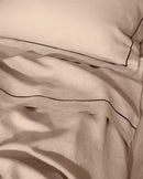 Drap Plat - Lin - Finition Bourdon - Moka Liseré Noir