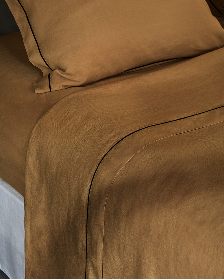Drap Plat - Lin - Finition Bourdon - Bronze Liseré Noir