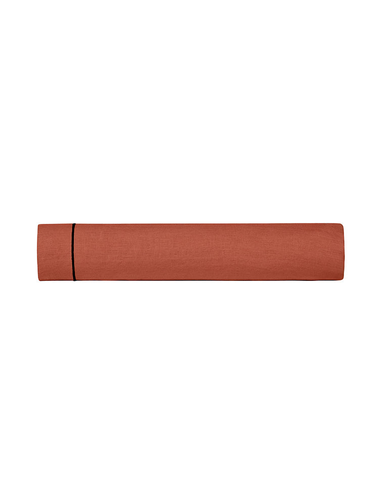 Drap Plat - Lin - Finition Bourdon - Terracotta Liseré Noir