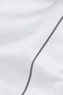 Drap Plat - Percale De Coton - Finition Bourdon - Blanc Liseré Gris