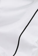 Drap Plat Percale De Coton - Finition Liseré - Blanc Bourdon Bleu Givré