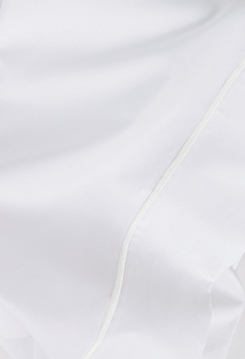 Drap Plat Percale De Coton - Finition Liseré-Blanc Bourdon Noir