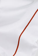Drap Plat - Percale De Coton - Finition Bourdon - Blanc Liseré Rouge Basque