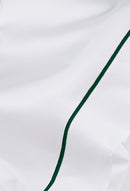 Drap Plat - Percale De Coton - Finition Bourdon - Blanc Liseré Vert Anglais