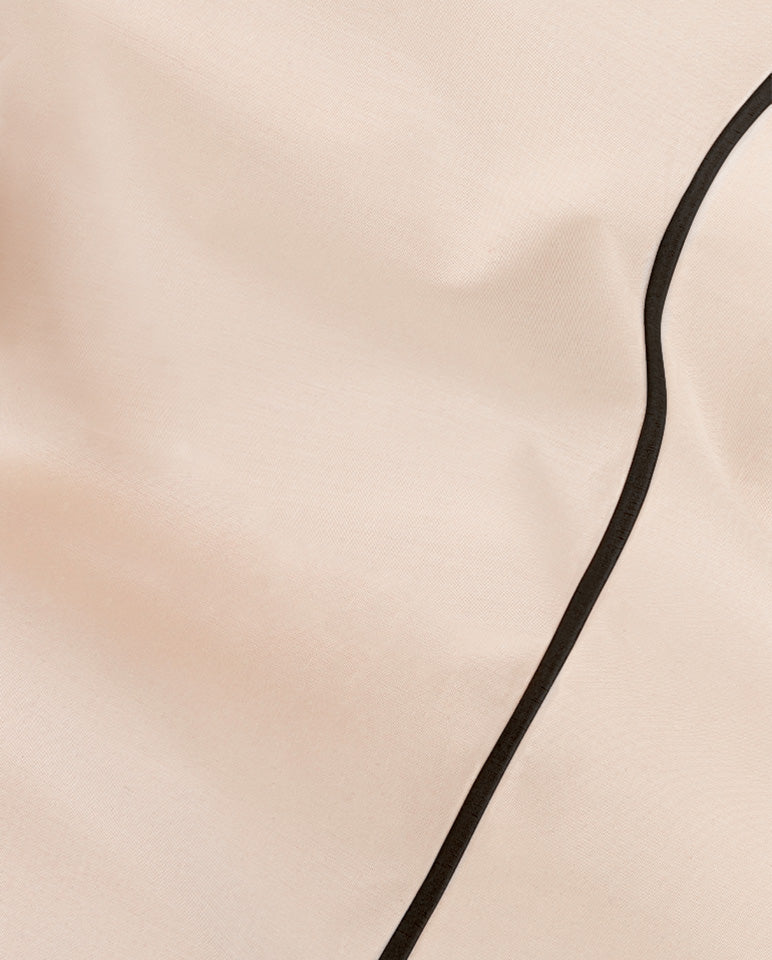 Drap Plat Percale De Coton - Finition Liseré - Nude Bourdon Noir