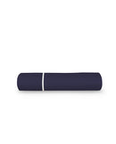 Drap Plat Percale De Coton - Finition Liseré - Bleu Nuit Bourdon Blanc