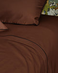 Drap Plat Percale De Coton - Finition Liseré - Chocolat Bourdon Noir