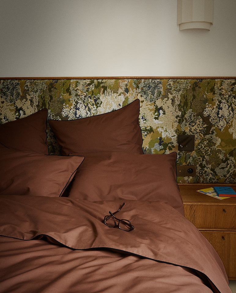 Drap Plat Percale De Coton - Finition Liseré - Chocolat Bourdon Noir