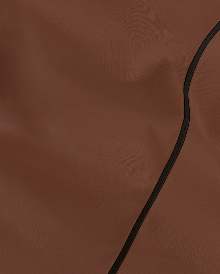 Drap Plat Percale De Coton - Finition Liseré - Chocolat Bourdon Noir