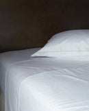 Drap plat Satin de coton - Blanc bourdon Ecru