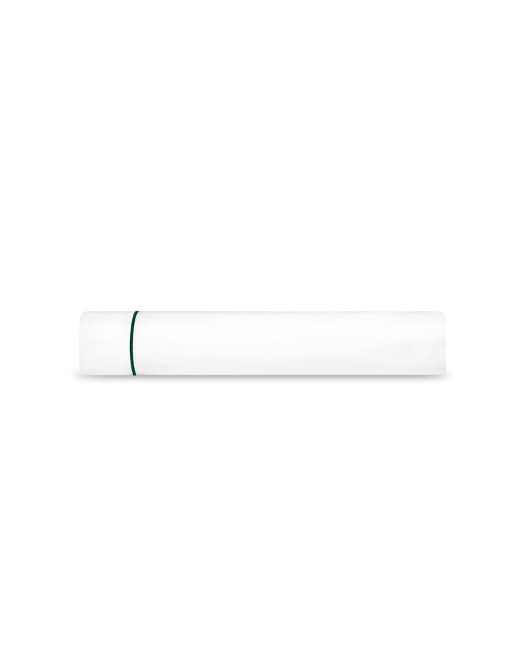 Drap plat Satin de coton - Blanc bourdon Vert Anglais