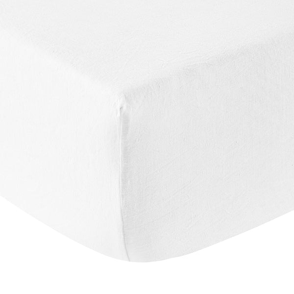 Washed Linen - Fitted Sheet - White