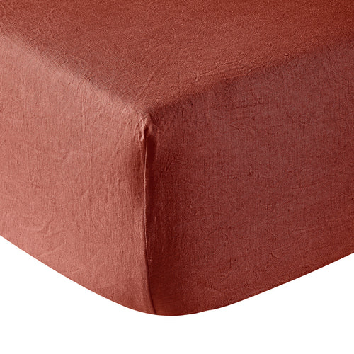 Lino Lavado - Sábana ajustable - Terracota