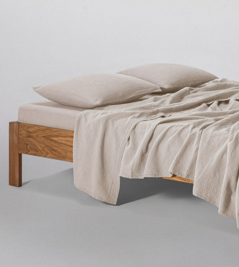 Drap Plat En Gaze De Coton 185G/M² - Beige Sable