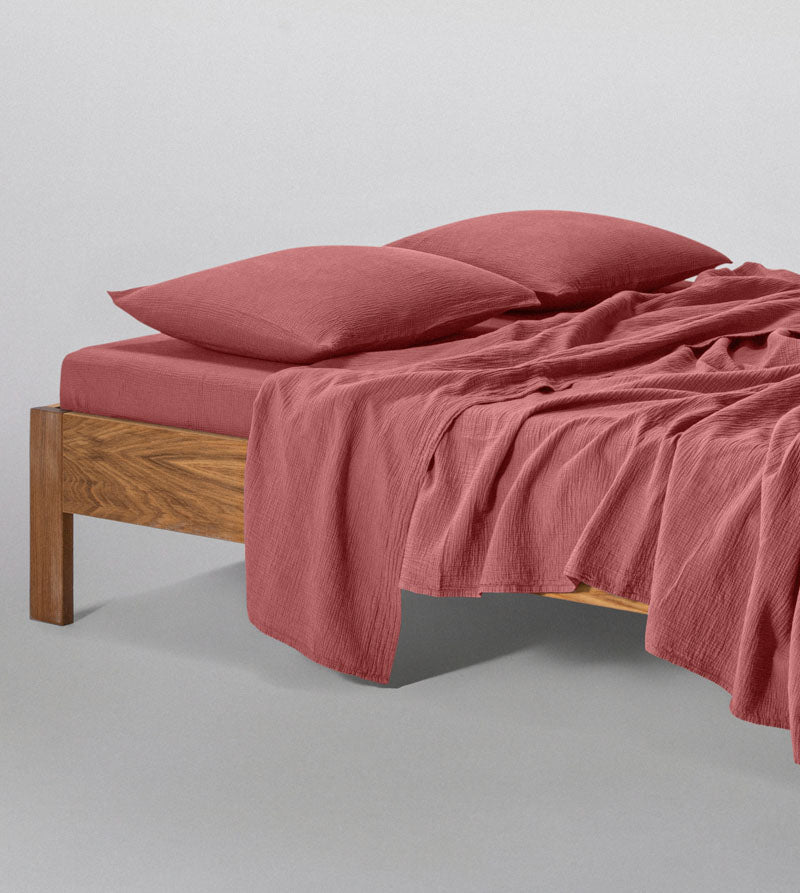 Flat Sheet - In Cotton Gauze 185G/M² - Brick Rose