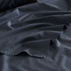 Drap Plat - En Percale De Coton Lavé 300 Fils - Gris Graphite