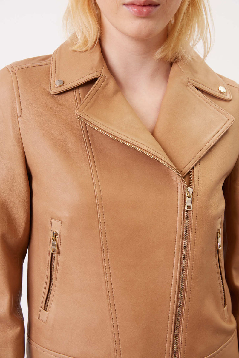 Blouson Cuir Margot - Paille