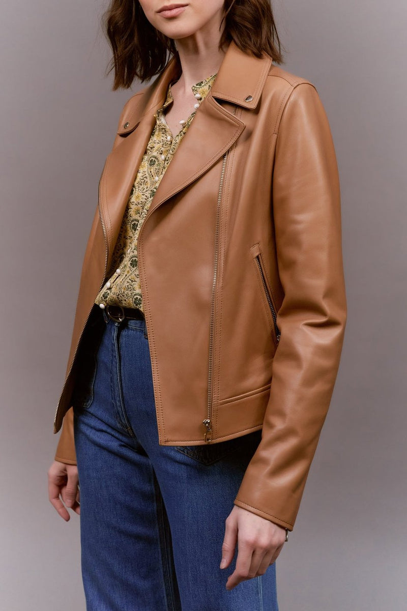 Blouson Cuir Margot - Paille