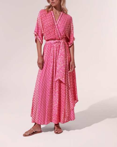 Robe Longue Adha - Pink Batik Stripe - Femme