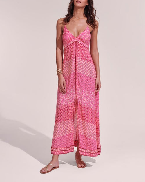 Denise Maxi Dress - Pink Batik Stripe - Woman