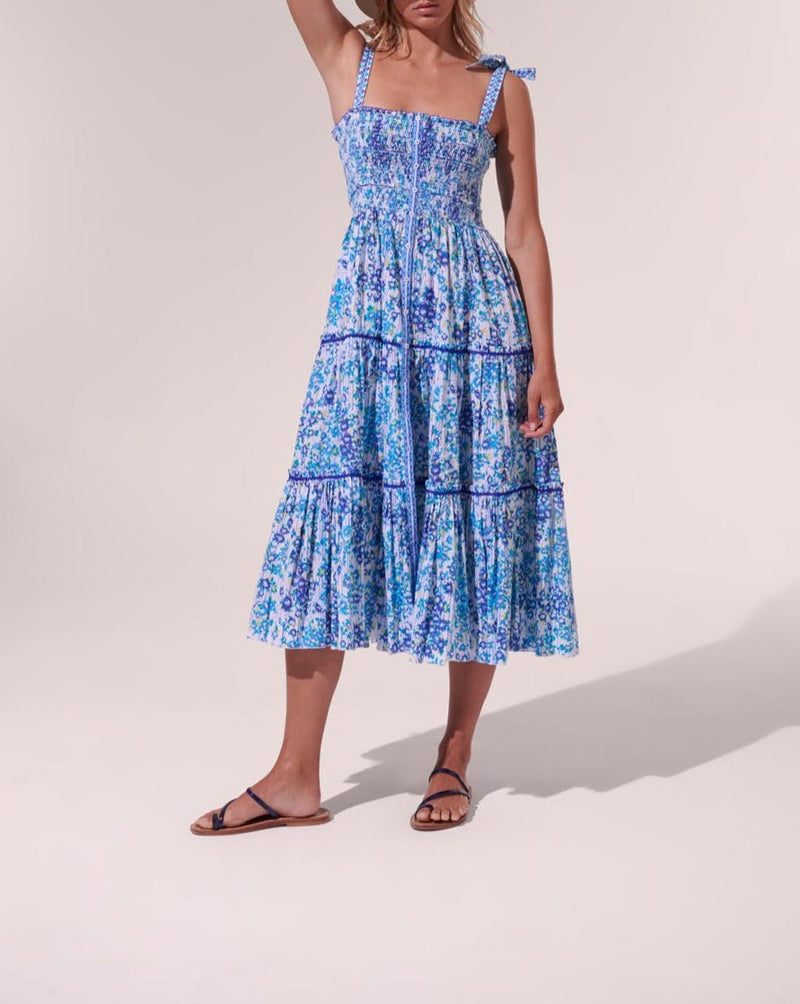 Vestido midi Triny - Azul Aquarelle - Mujer