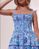 Vestido midi Triny - Azul Aquarelle - Mujer