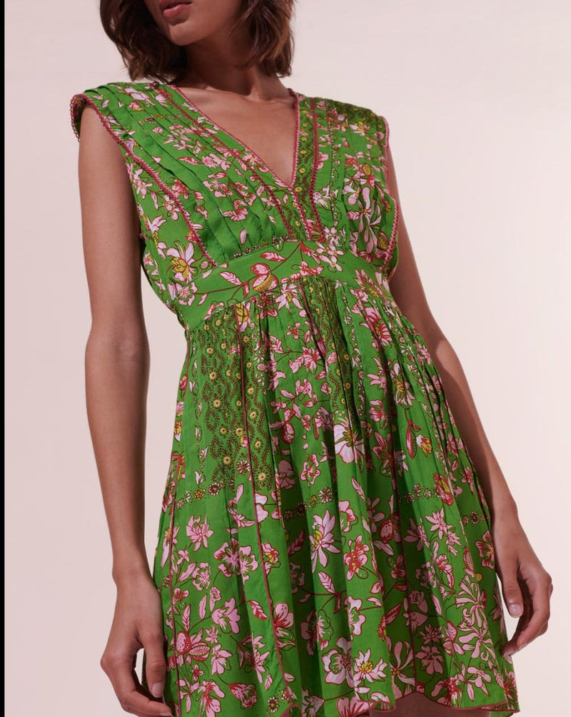 Vestido Corto Agnes - Verde Botanique - Mujer