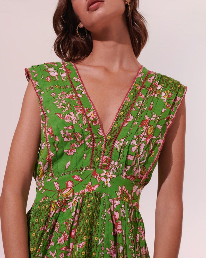 Vestido Corto Agnes - Verde Botanique - Mujer
