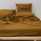 Drap plat lin lavé marron moka francais haut de gamme maison Most
