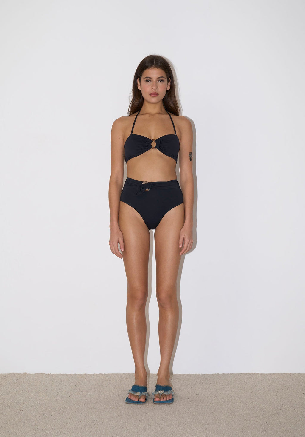 Top de bikini bandeau Amber - Negro
