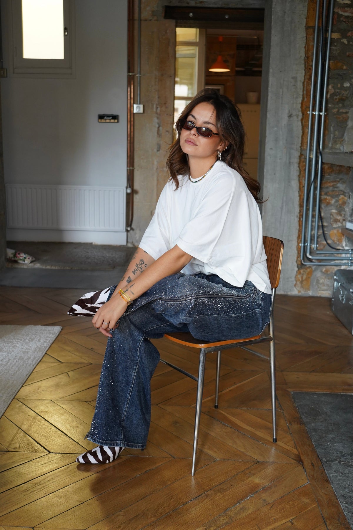 Jeans Silver Zip