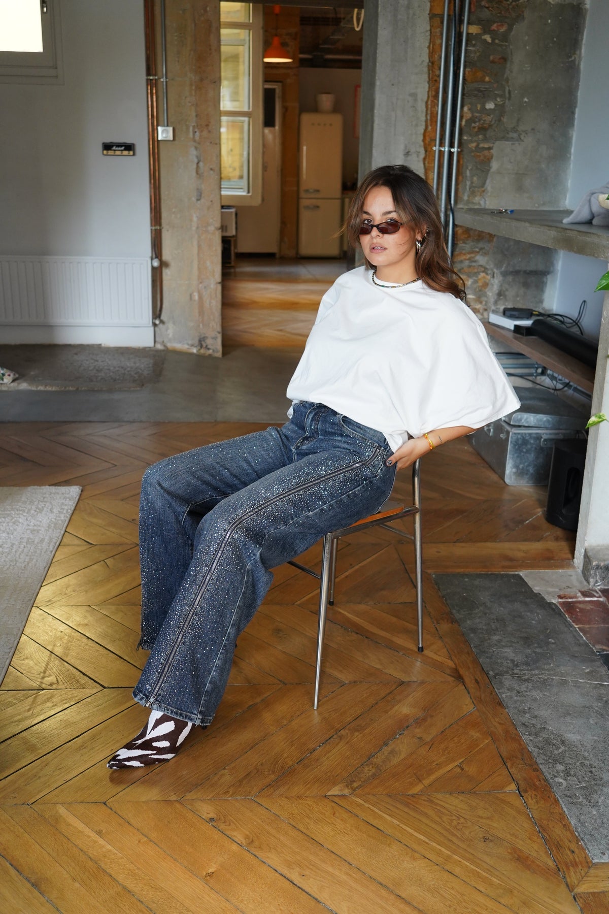 Jeans Silver Zip
