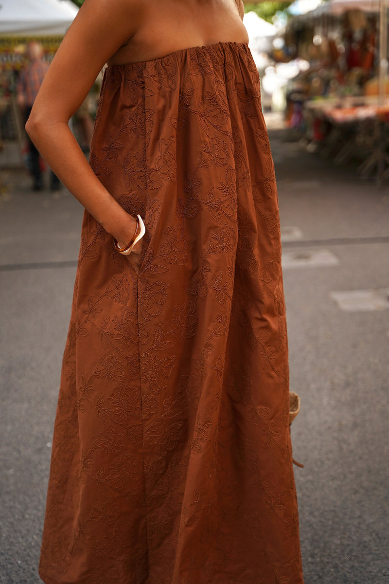 Robe Thomasina Camel Soutache