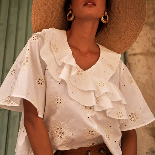 Nathaly Ecru Embroidered Blouse