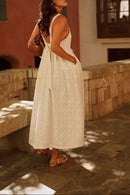 Ecru Embroidered Tabby Dress