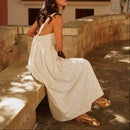 Ecru Embroidered Tabby Dress