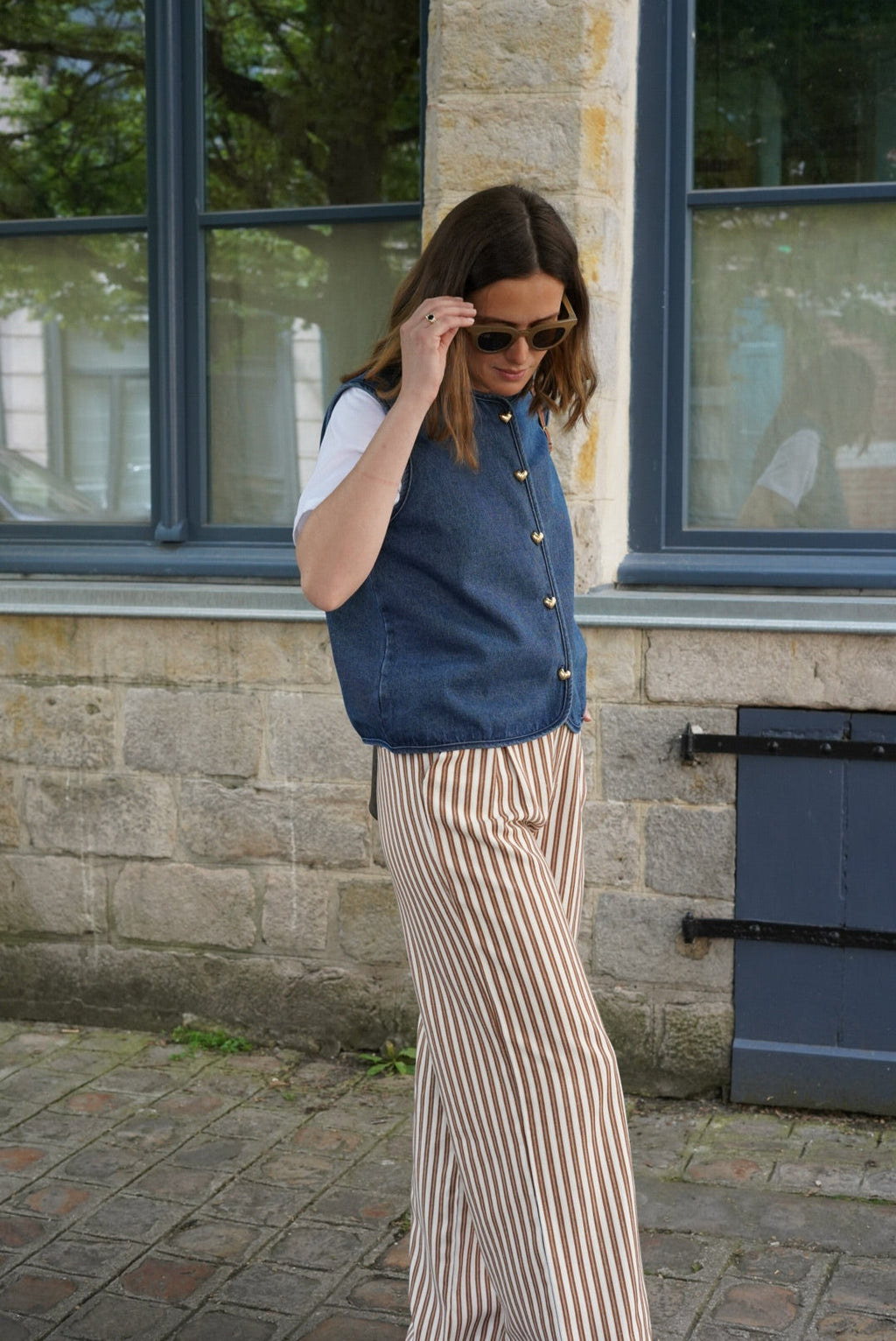 Ecru/Camel Striped Malo Trousers