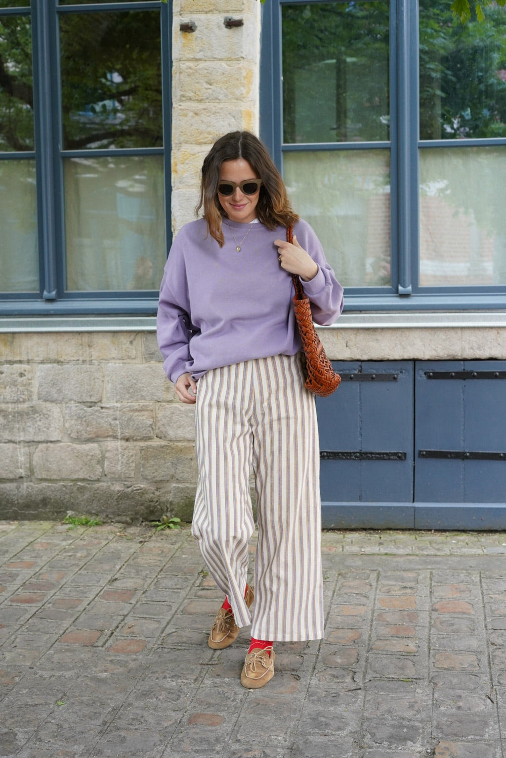 Augustin Striped Pants Camel/Lilac