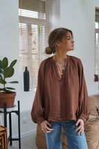Pink Brown Fall Blouse